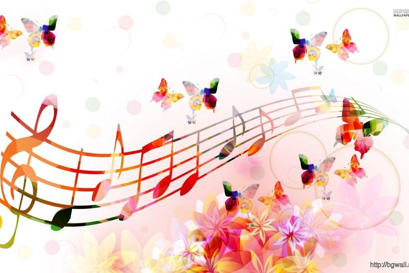 Musical Notes Butterflies Wallpaper