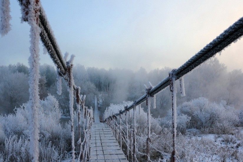 Frozen Bridge & Winter Trees wallpapers and stock photos