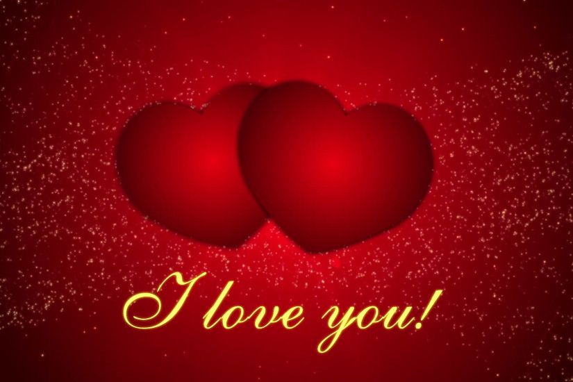 Footage "I love you" with hearts on a red background Motion Background -  VideoBlocks