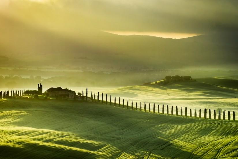 Italy Green Farm Landscape Hills Widescreen High Resolution Wallpaper .