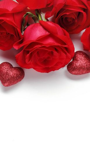 Wallpaper Valentine's Day Heart Red Roses Flowers White background 1440x2560