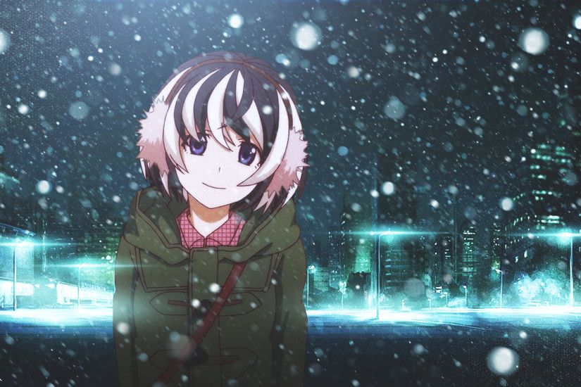 Monogatari Series, Hanekawa Tsubasa, Winter, Night, City, Snow, Anime  Wallpaper