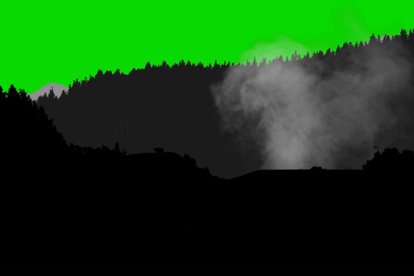 Silhouette Of Forest Hills Cats and Smoke on a Green Screen Background