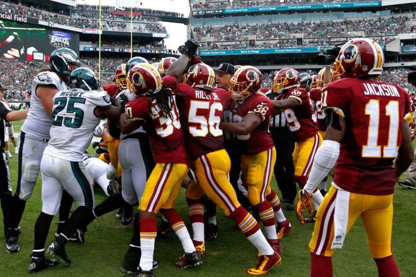 Philadelphia Eagles and Washington Redskins engage in mass brawl after  Chris Baker's late hit on Nick Foles | The Independent