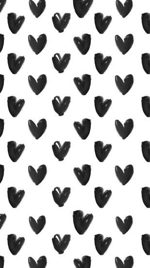 Black White watercolour hearts iphone background wallpaper phone lock  screen More