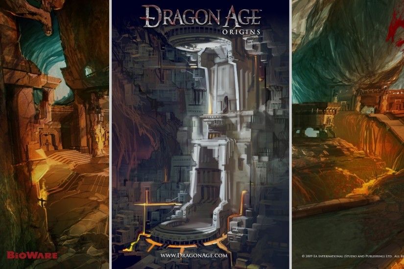Wallpaper Dragon age origins, Castle, Cave, Dragon, Light
