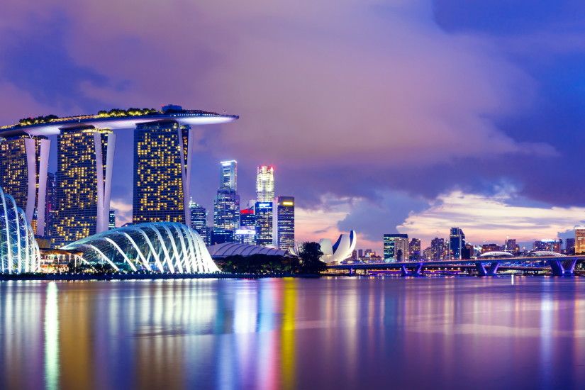Marina Singapore Skyline at Night Wallpaper