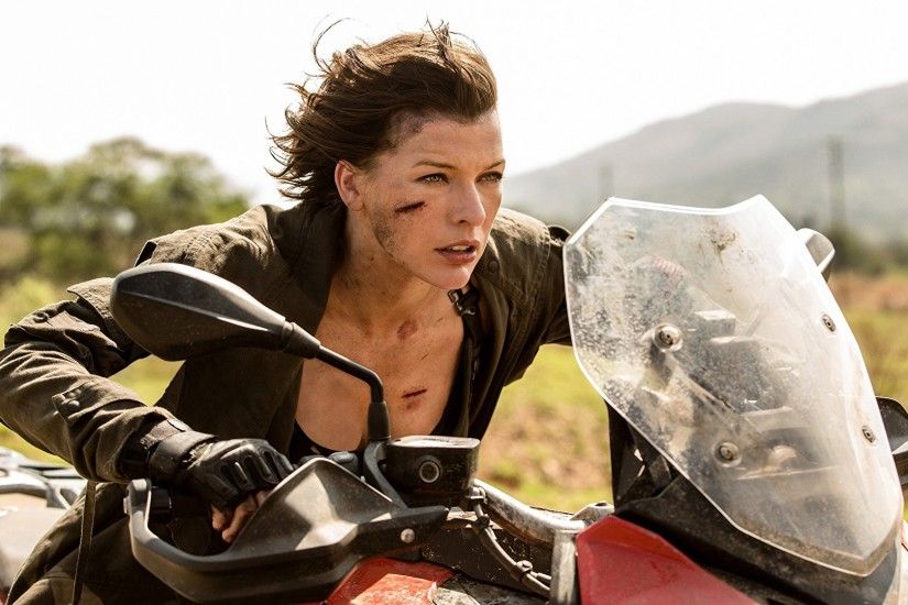 Wallpapers Resident Evil: The Final Chapter Milla Jovovich Girls  Motorcycles Movies Celebrities 1920x1080