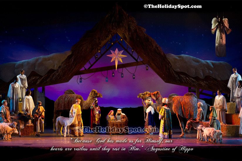 A beautiful christmas wallpaper depicting the birth Of Jesus.