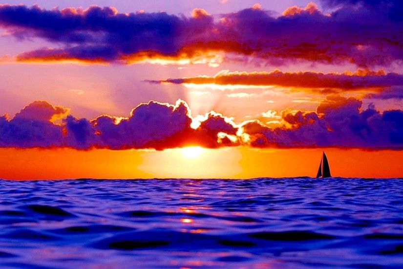 HAWAIIAN SUNSET SHIP SUNRAYS SEA SAILS Wallpaper Desktop