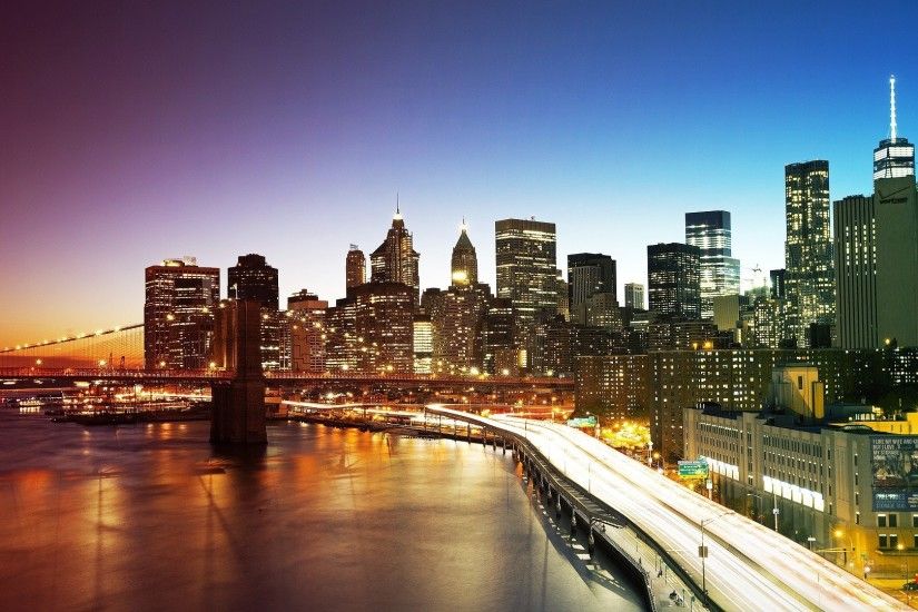 New York City, City, Cityscape, Sunset, Bridge, Brooklyn Bridge, Building,  Skyscraper, Sea Wallpapers HD / Desktop and Mobile Backgrounds