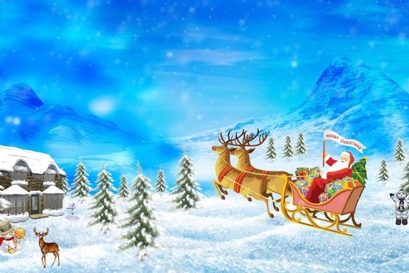 Christmas Santa Claus Reindeer Cartoon HD Wallpapers