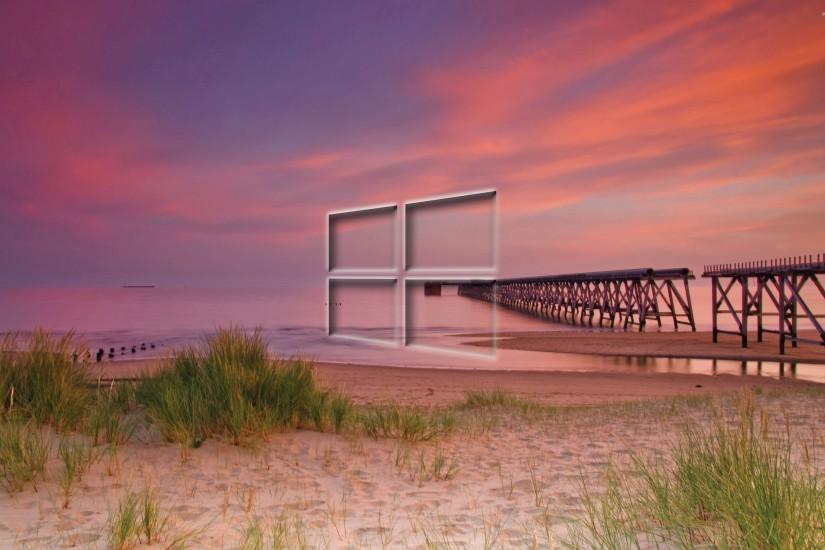 Windows 10 transparent logo on the beach pier wallpaper 2880x1800 jpg