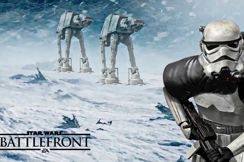 Stormtrooper and AT-ATs in Star Wars Battlefront wallpaper 1920x1080 jpg