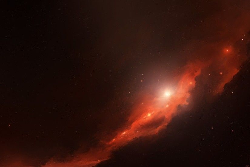 wallpaper red shine clouds of deep space.