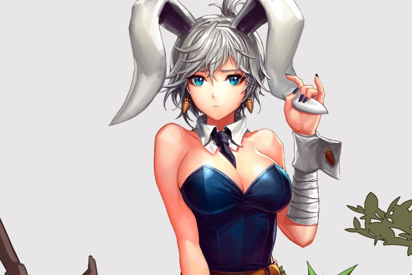 battle bunny riven art league of legends game lol girl champion