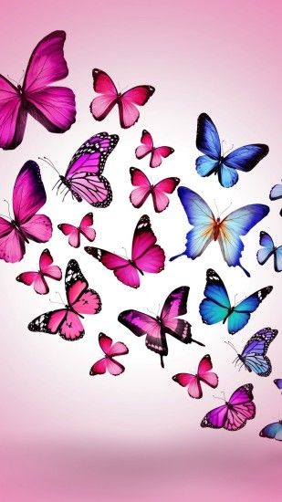 Download Wallpaper 1080x1920 Butterfly, Drawing, Flying, Colorful .