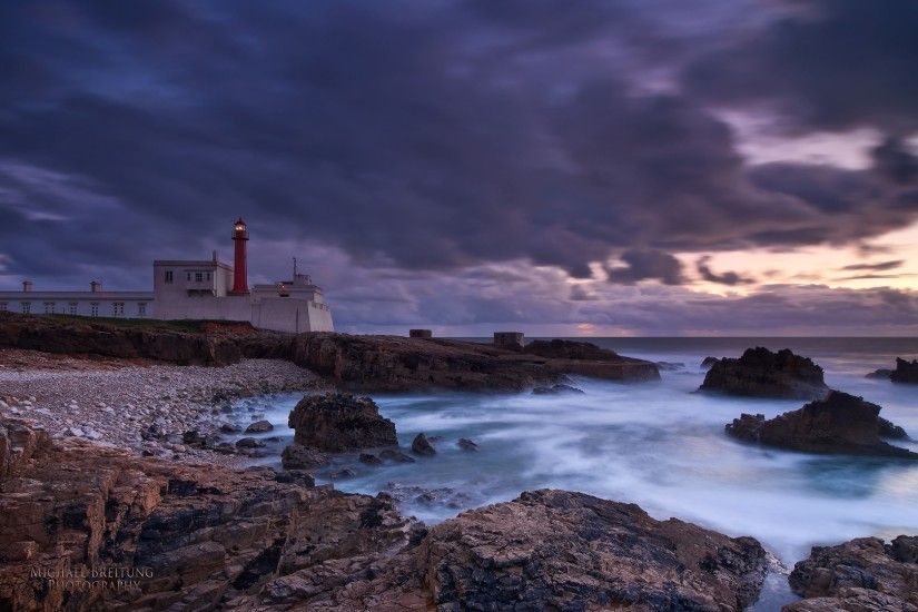 3840x2160 Wallpaper sea, evening, lighthouse, portugal, coast
