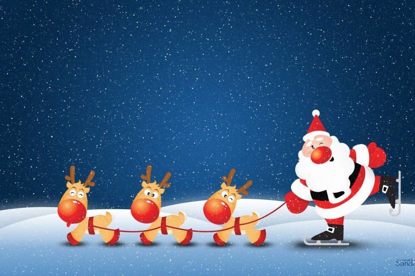 Wallpapers For > Santa Claus And Reindeer Wallpaper