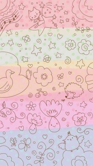 Dreamy Anime Cute Kitten Pattern Painting Background #iPhone #6 #wallpaper