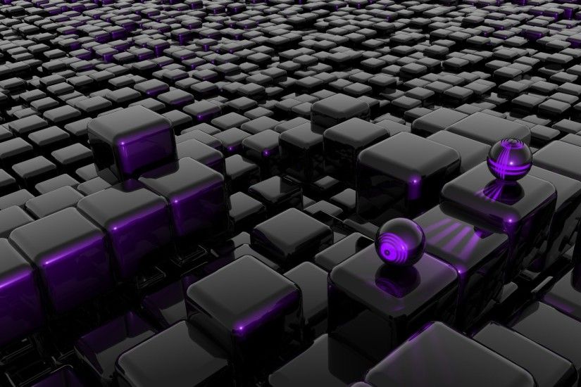 3d abstract purple and black cube wallpaper