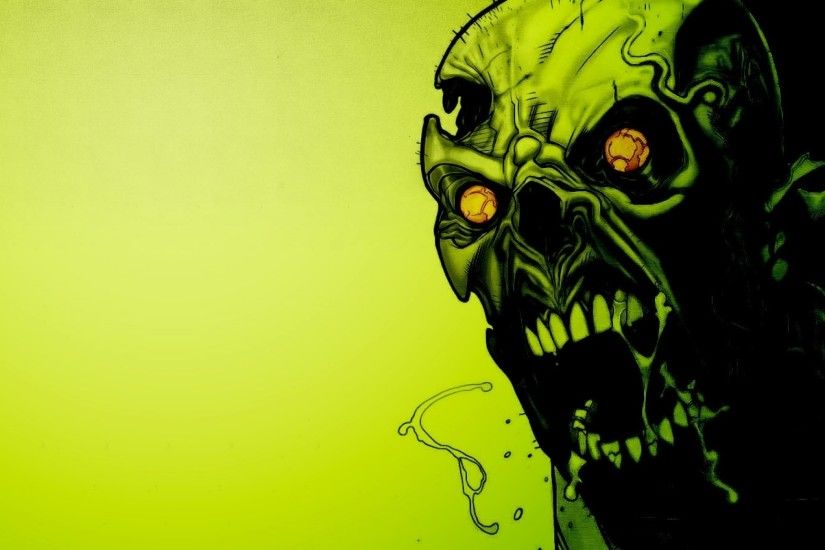 Preview wallpaper zombies, scary, green, eyes, blood 2048x1152