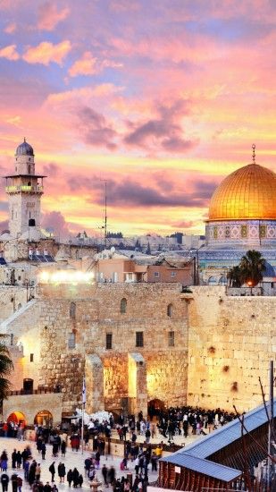 Jerusalem, Sky, Wall, Clouds, Sunset