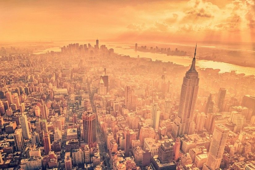 2560x1440 Wallpaper new york, city, sun, clouds, home, skyscrapers, streets