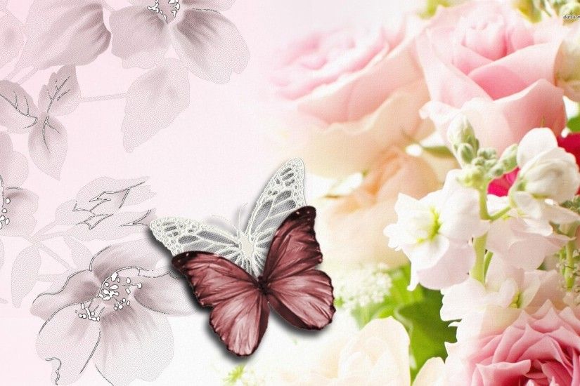 ... Butterfly And Flower Wallpaper