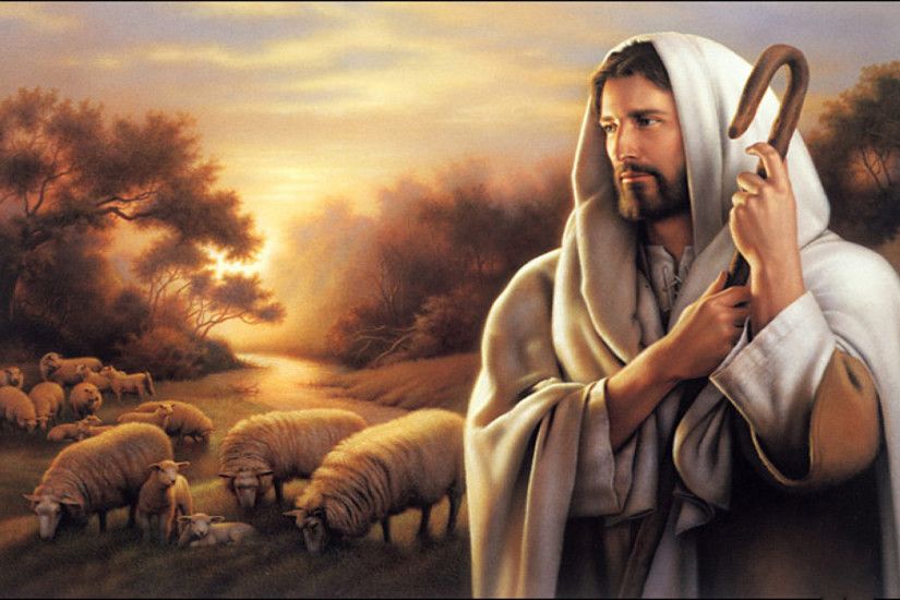 Beautiful Jesus with shepherds