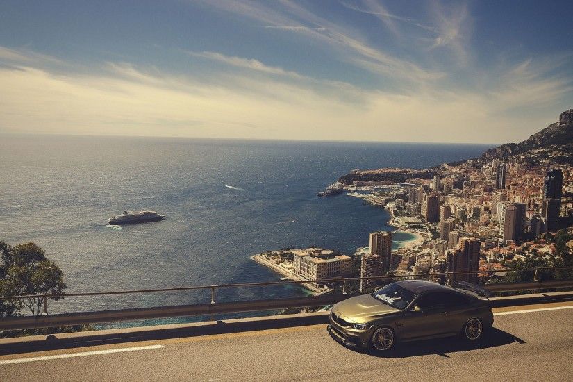 Monaco, Sea, Car, Road, Sky, Clouds, BMW