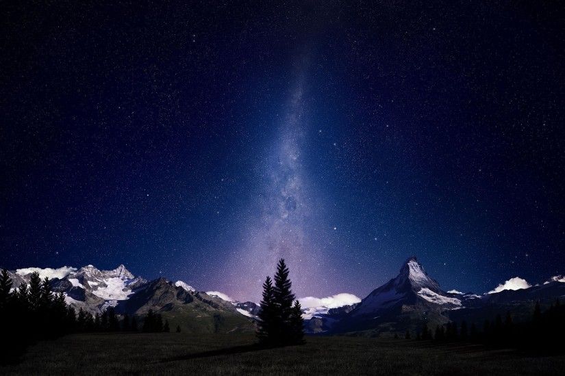 ... Picture Stars Milky Way Space Nature Mountains Sky Snow night time ...