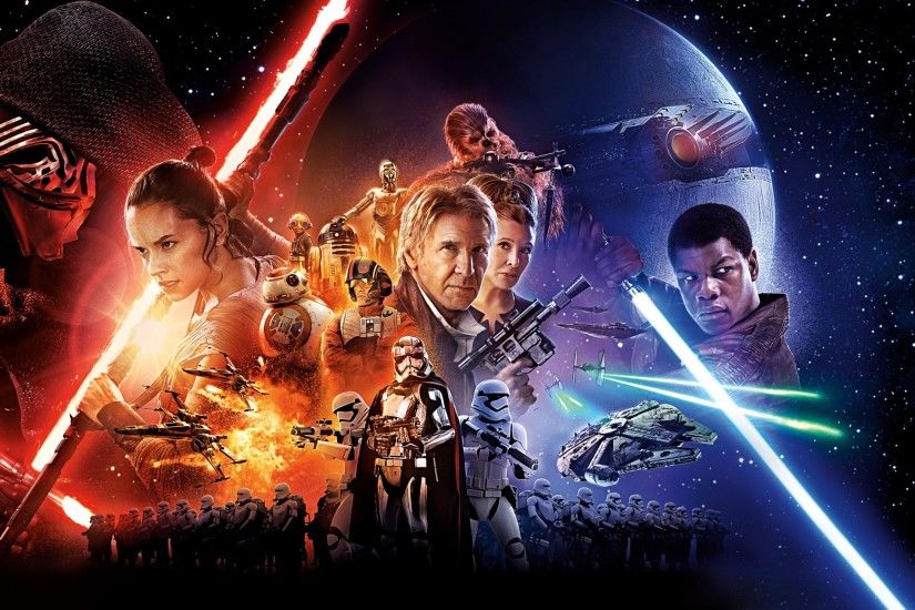 Preview wallpaper star wars, the force awakens, main characters 3840x2160
