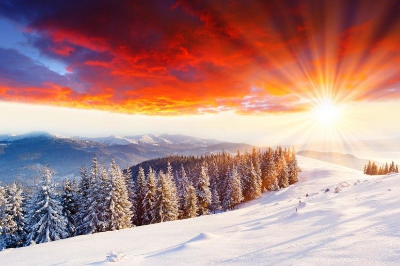 snow scene wallpaper sunset. Â«Â«