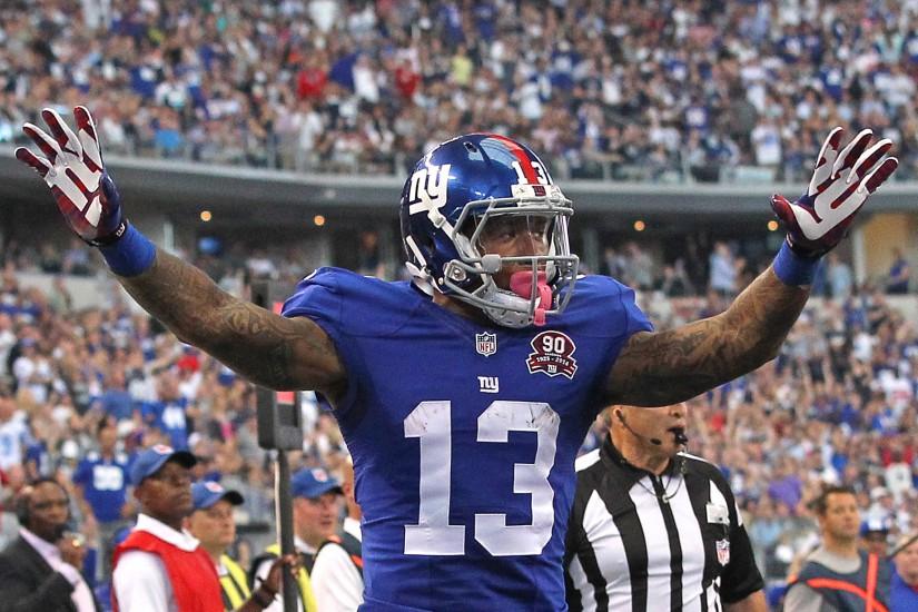 Odell Beckham Jr. celebrates his touchdown catch in the Giants' Week 7 .