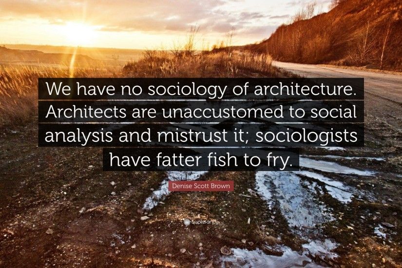 Denise Scott Brown Quote: “We have no sociology of architecture. Architects  are unaccustomed