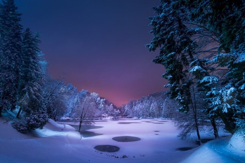 night, Landscape, Snow, Ice, Winter, Trees, Nature Wallpapers HD / Desktop  and Mobile Backgrounds