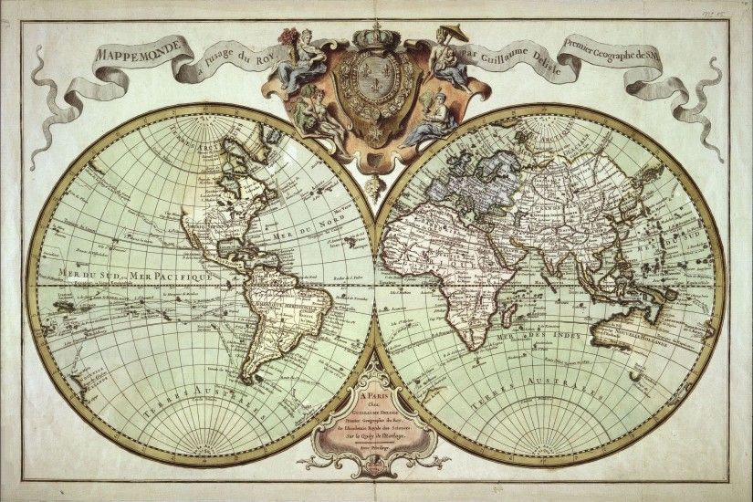 Antique World Map Illustration - Print of Vintage World Map - Mappemonde -  Old Globe Earth Map Chart