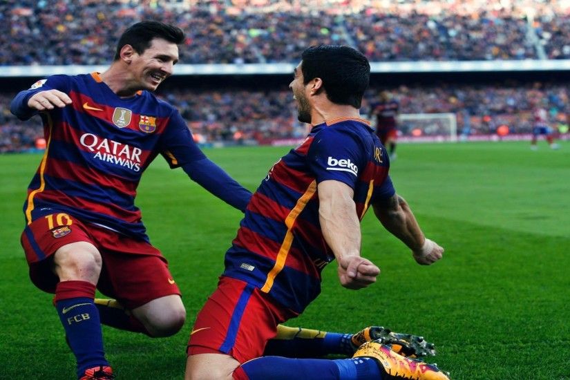 Barcelona Luis Suarez And Lionel Messi Goal Celebration