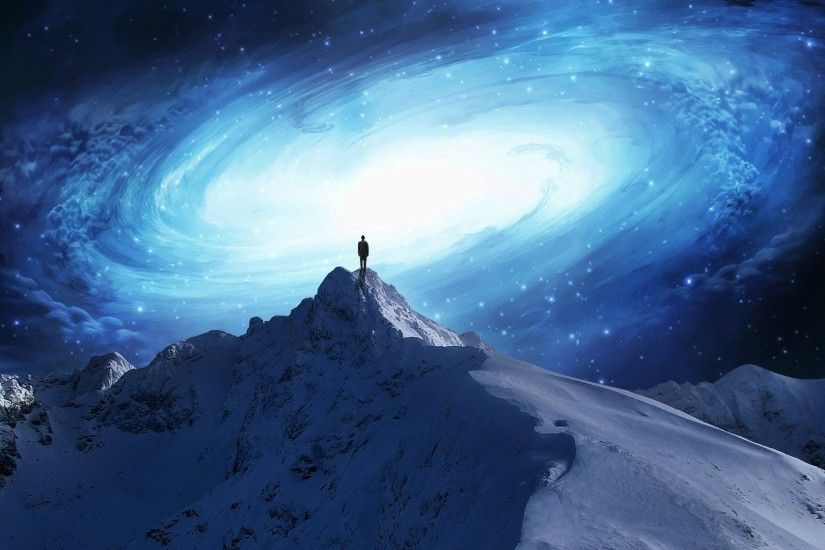 Spiral Galaxy Over Mountains #wallpaper #space #galaxy #trippy