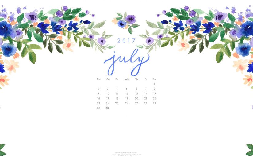 2016x1100 Desktop Wallpaper Calendar 2017 july watercolor desktop wallpaper  | mospens studio