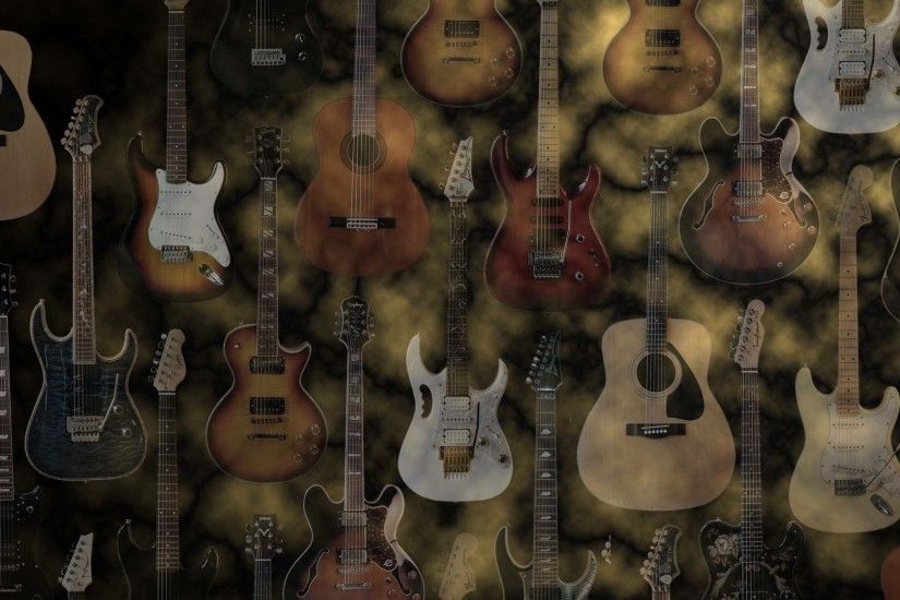 Widescreen wallpaper, acoustic and electric guitars