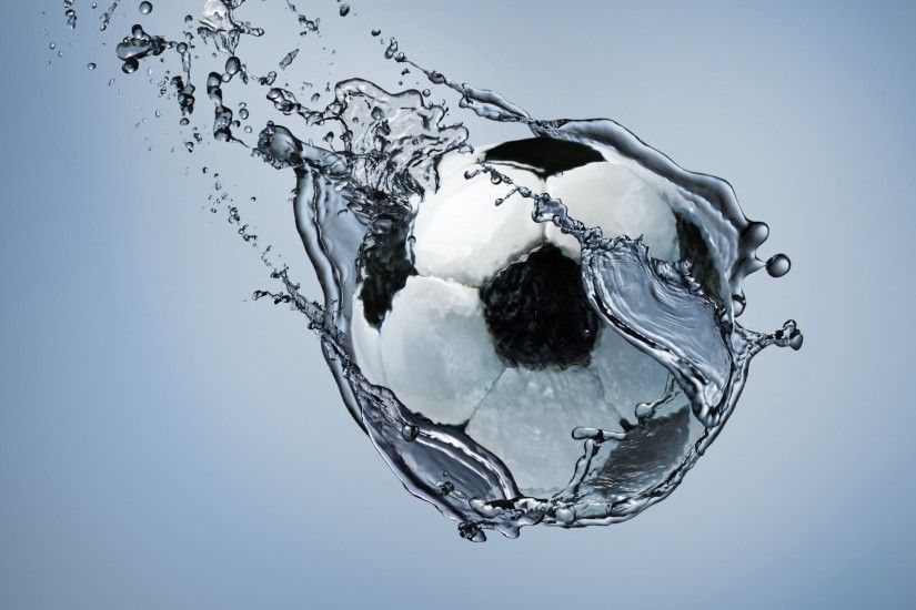 Preview wallpaper football, ball, exercise, water, abstraction 3840x2160