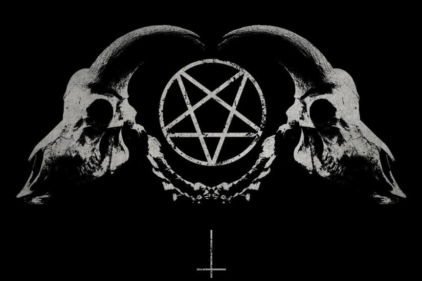 dark horror gothic occult satan penta symbol skull horns wallpaper