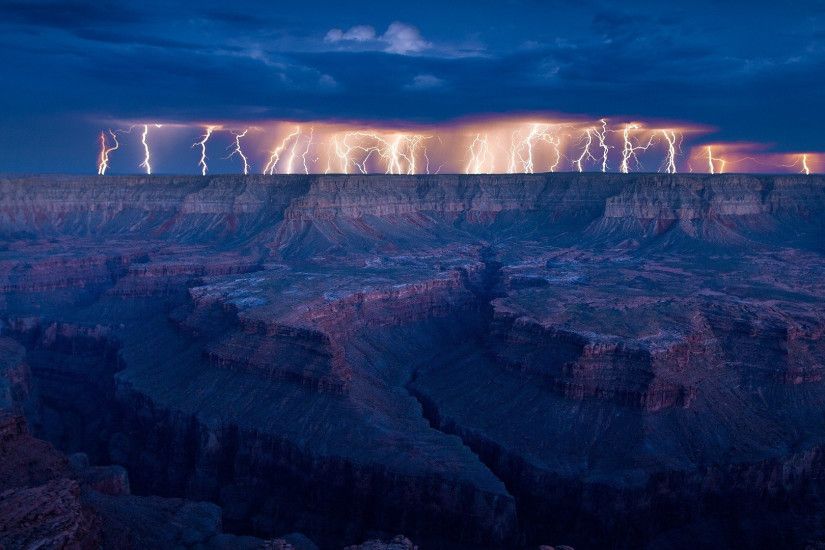 1920x1080 Wallpaper lightning, night, line element, canyon, terrain, fault