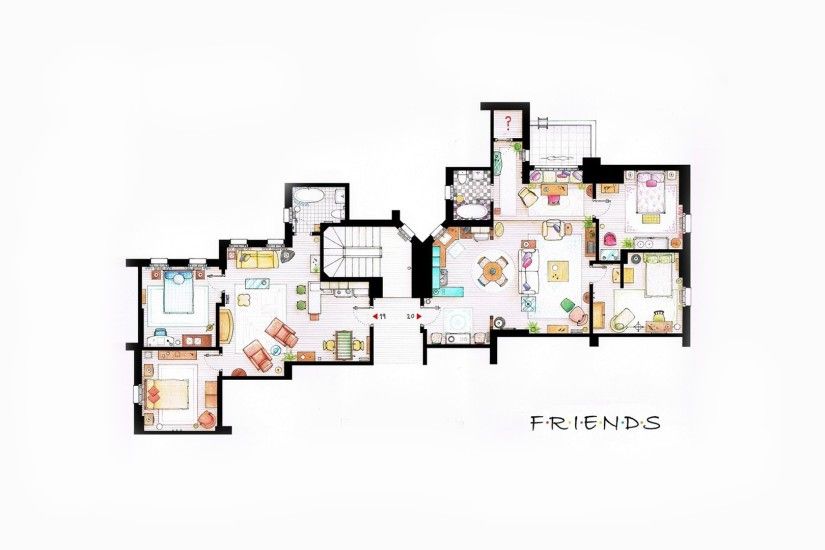 design interior apartments Friends (TV Series) floor plans / 1920x1080  Wallpaper