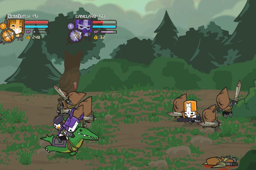 The original 'Castle Crashers' is very cartoonish, with bright colors and  sharp edges that give it a glossy, colored pencil kind of look.
