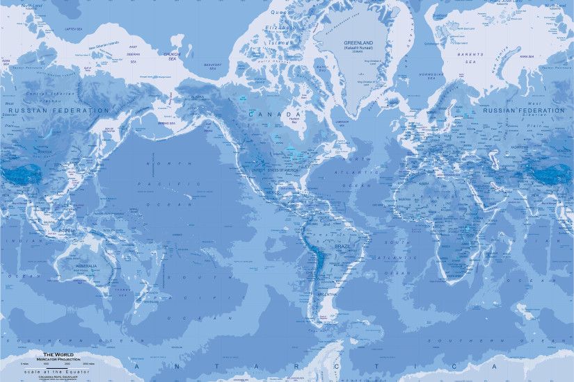 Blue World Map Wall Mural
