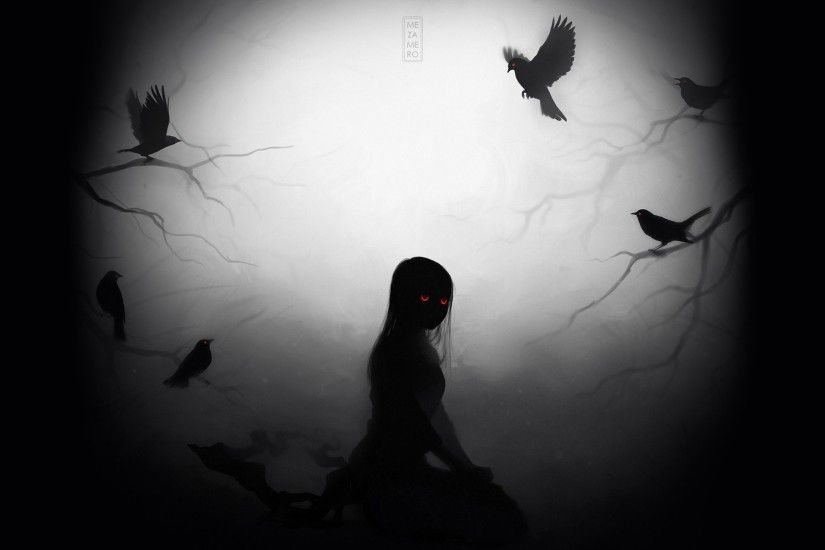 Demon Zombie Undead Horror Evil Scary Creepy Occult Crow Animals Birds