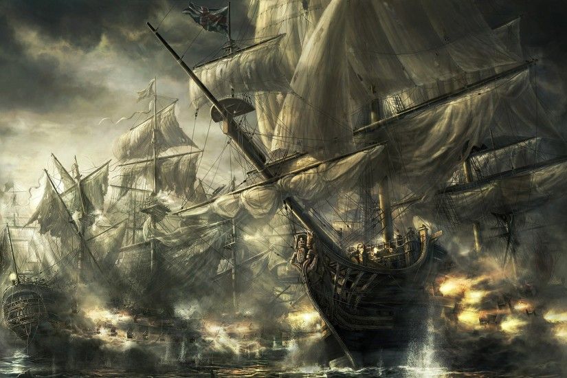 Artwork Battles Cannons Ocean Radojavor Sails Ships War ...